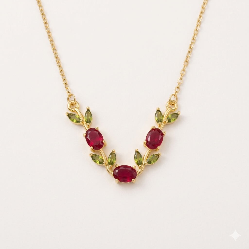 Red & Green Tulip Necklace