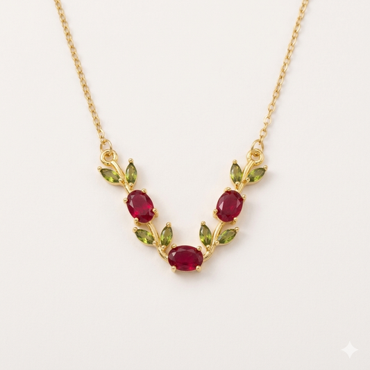 Red & Green Tulip Necklace