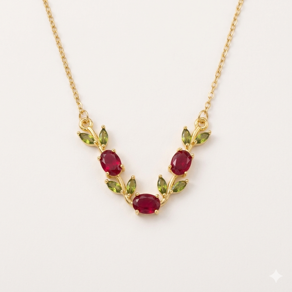 Red & Green Tulip Necklace