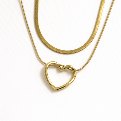 Double Layered Snake chain and Heart Pendant