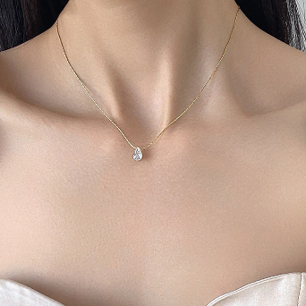 Anti Tarnish Tear Drop CZ Pendant