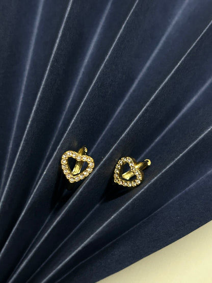 Diamond Heart Hoops