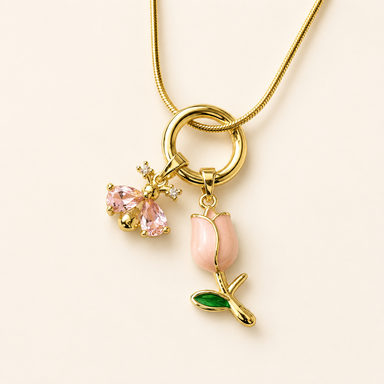 Bee & Flower Charm Necklace
