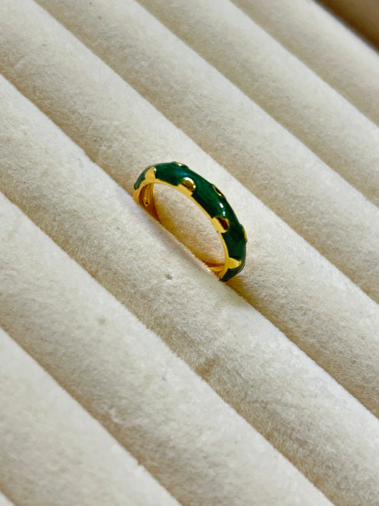 Bottle Green Enamel Ring