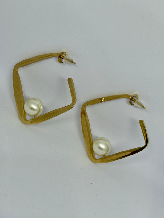 Statement Square Studs with Pearl