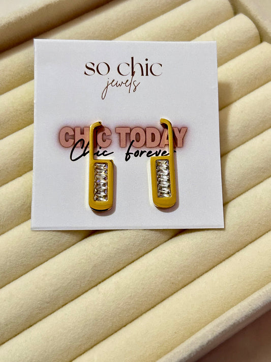 Crystal Safety Pin Earrings