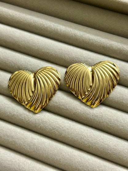 Textured Shell Heart Studs
