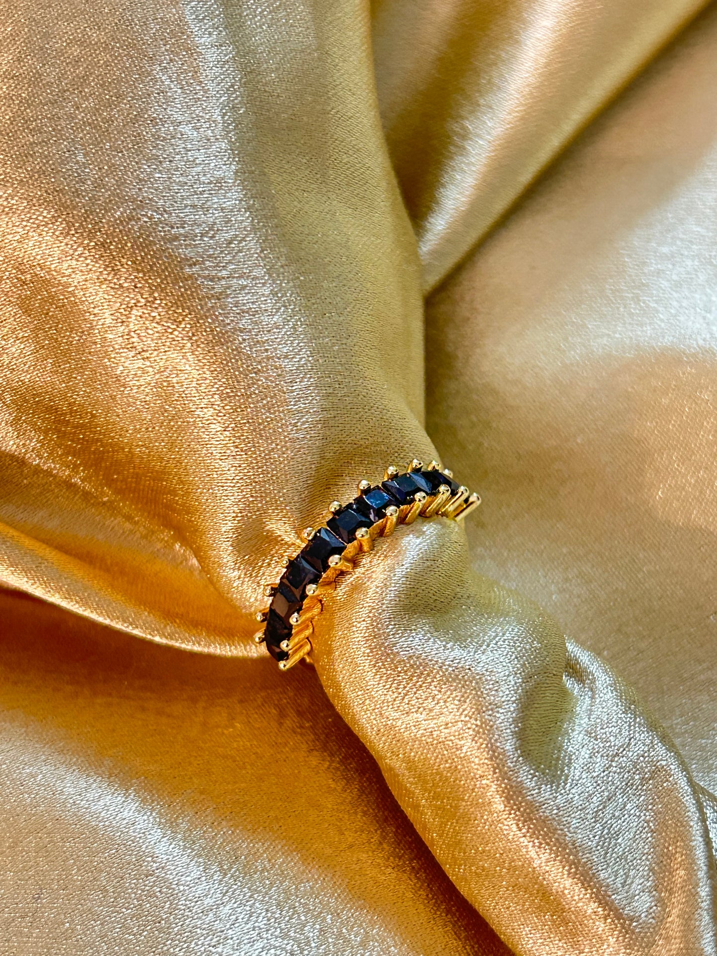 Black Half Tennis Adjustable Ring