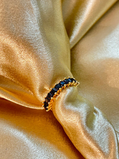 Black Half Tennis Adjustable Ring