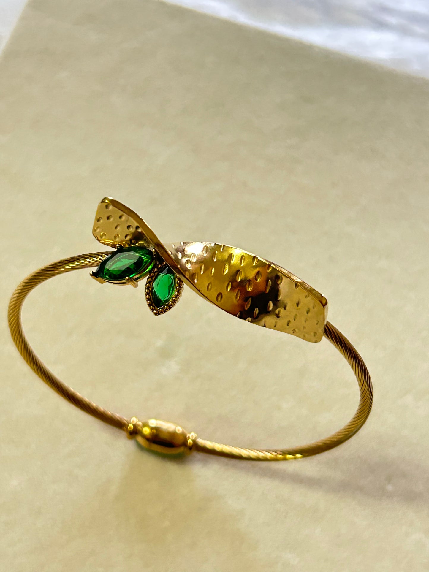 Emerald Luxe Ribbon Bracelet