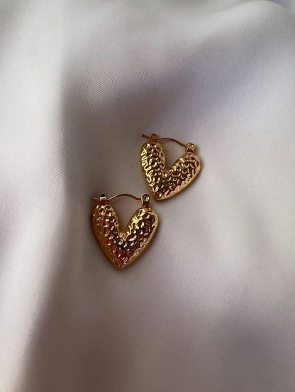 Textured Heart Hoops