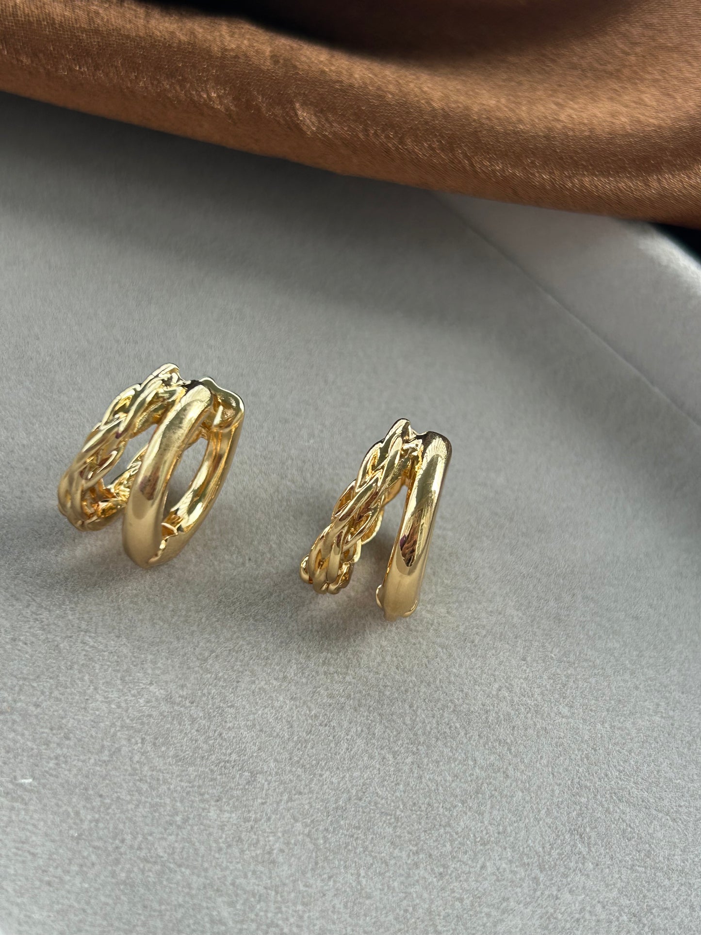 Braided Double-Layer Anti Tarnish Huggie Hoops