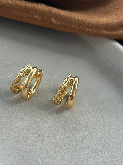 Braided Double-Layer Anti Tarnish Huggie Hoops