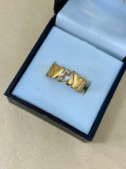 Crystal Heart Band Ring