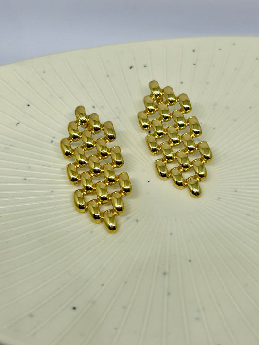 Golden Mosaic Statement Earrings