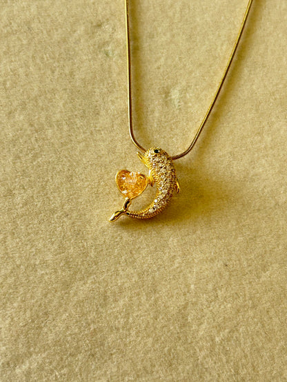 Crushed Diamond Dolphin Necklace