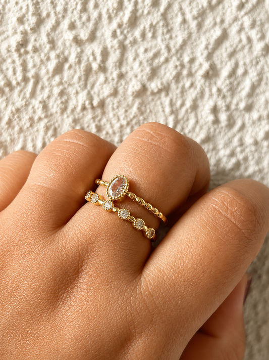 Teardrop Crystal Stack Ring