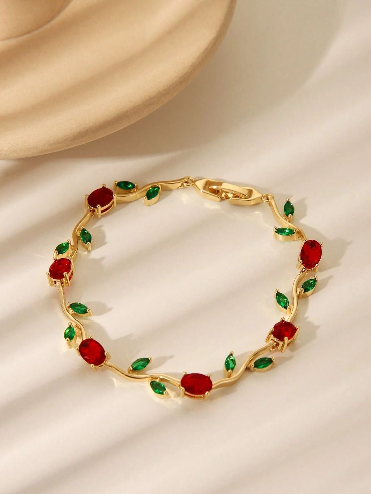 Maroon & Green Tulip Bracelet
