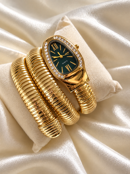 Diamond Snake Watch(Green Dial)