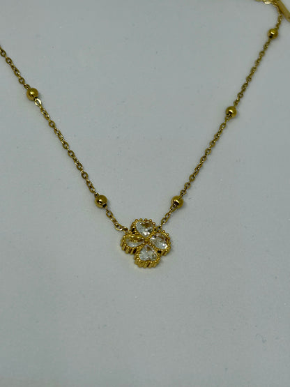 Golden Clover Sparkle Necklace