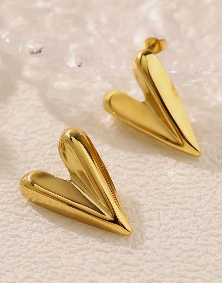 Vertical Heart Earrings