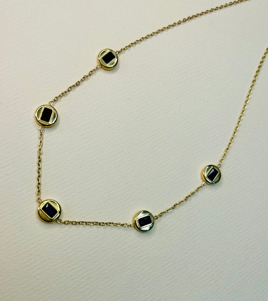 Black Gem Orbit Anti Tarnish Necklace