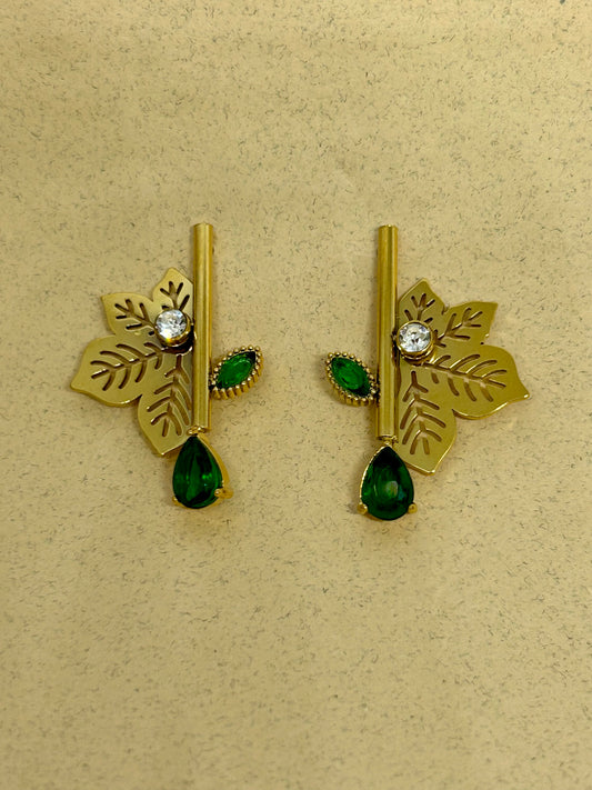 Emerald Leaf Cascade Earrings