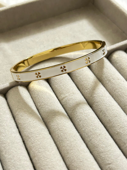 White Clover Enamel Bracelet