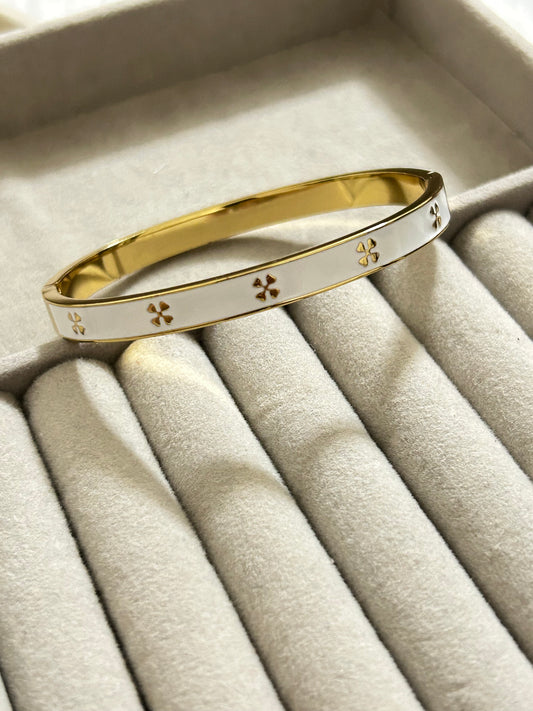 White Clover Enamel Bracelet
