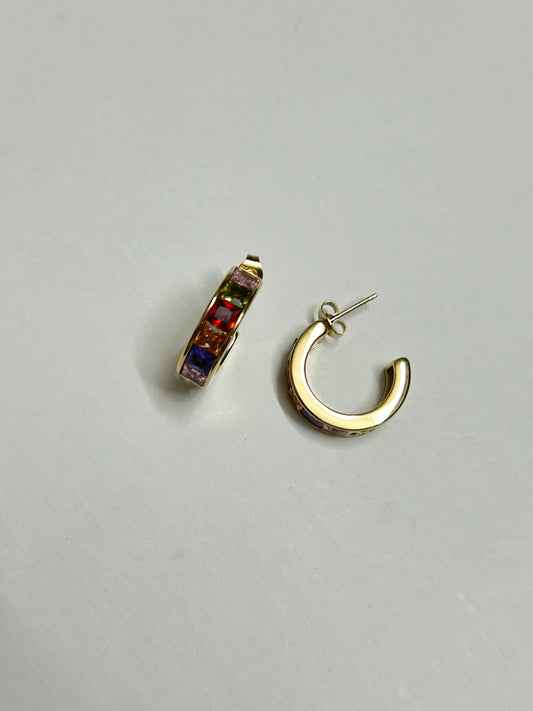 Multicolour Half Hoop Earrings