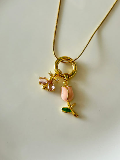 Bee & Flower Charm Necklace