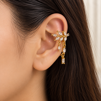 Crystal Leaf Ear Cuff( One Side)
