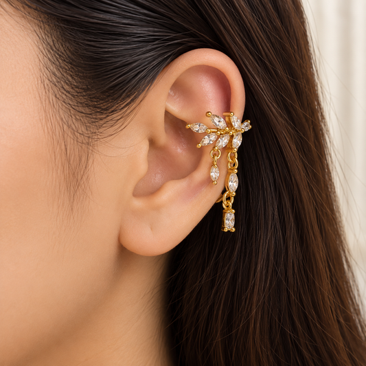 Crystal Leaf Ear Cuff( One Side)