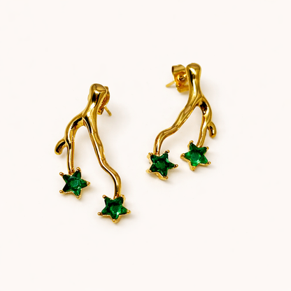 Emerald Star Branch Earrings