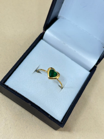 Green Heart Adjustable Ring