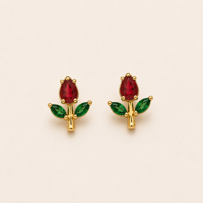 Red Tulip Earrings