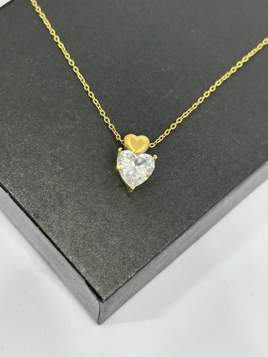 Golden & Diamond Heart Necklace