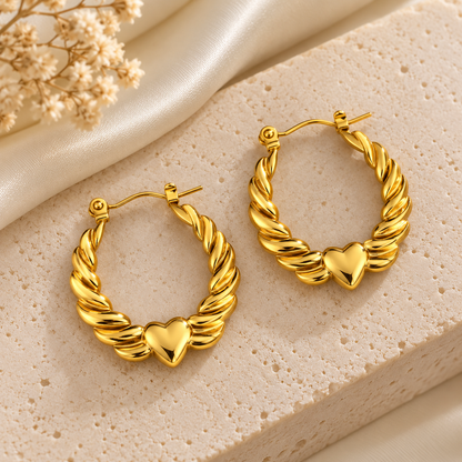 Heart Twist Hoops