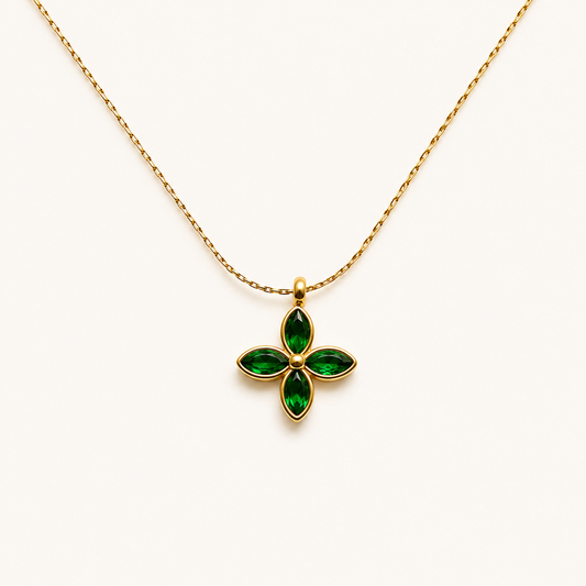 Dainty Green Flower Necklace