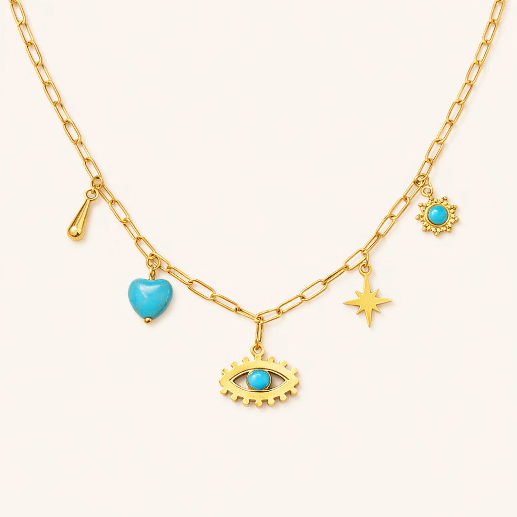 Evil Eye Blue Charms Necklace