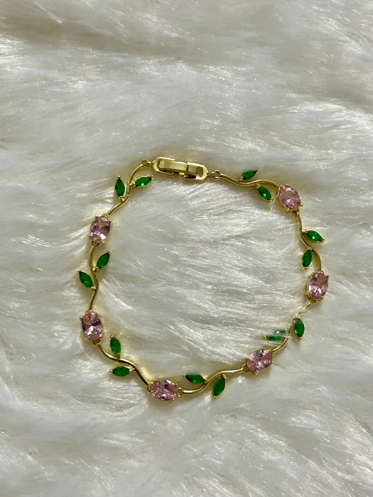 Pink & Green Tulip Bracelet