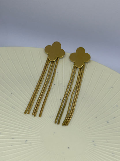 Golden Clover Drop Earrings