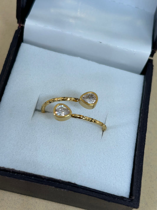 Crystal Droplet Adjustable Ring