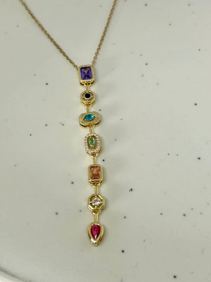 Prism Gemstone Lariat Necklace