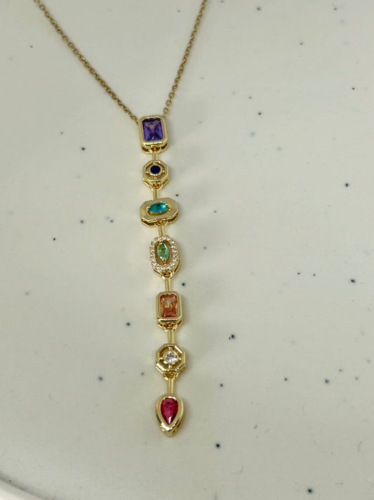 Prism Gemstone Lariat Necklace
