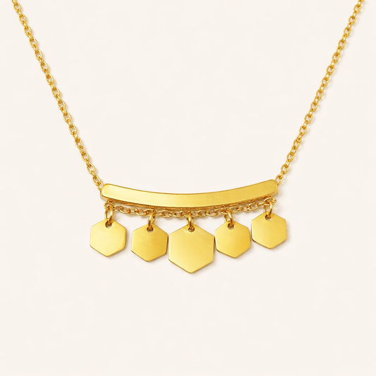 Golden Hexa Charm Necklace
