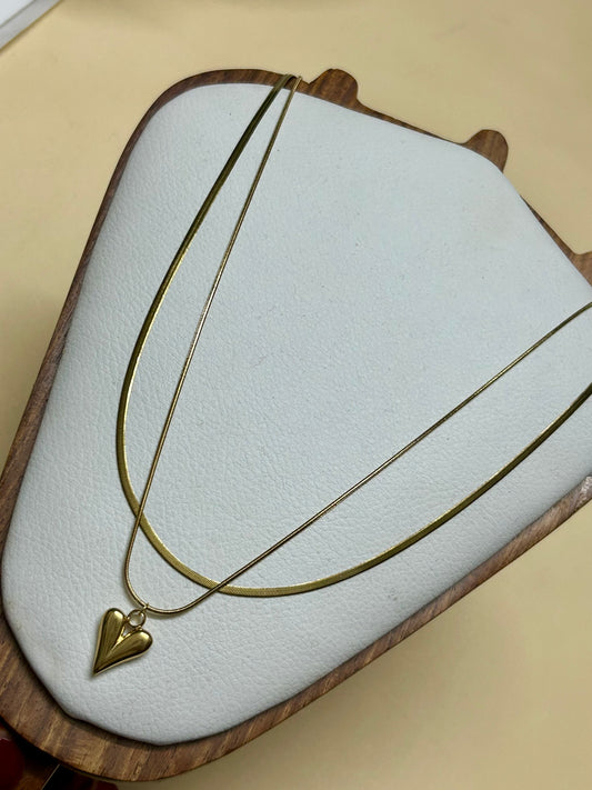 Double layered Heart Pendant Necklace