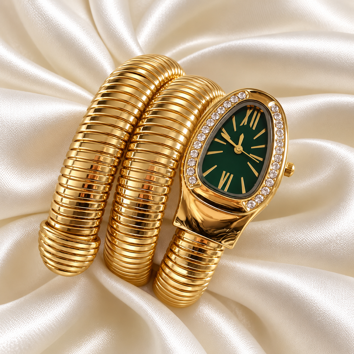 Diamond Snake Watch(Green Dial)