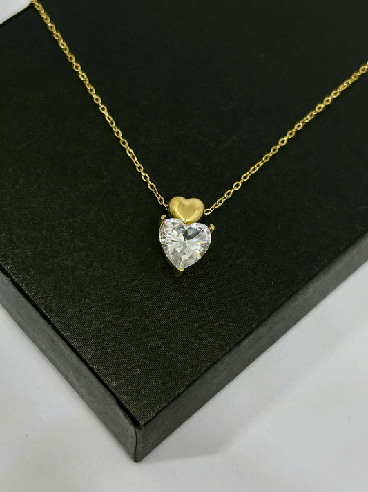 Golden & Diamond Heart Necklace