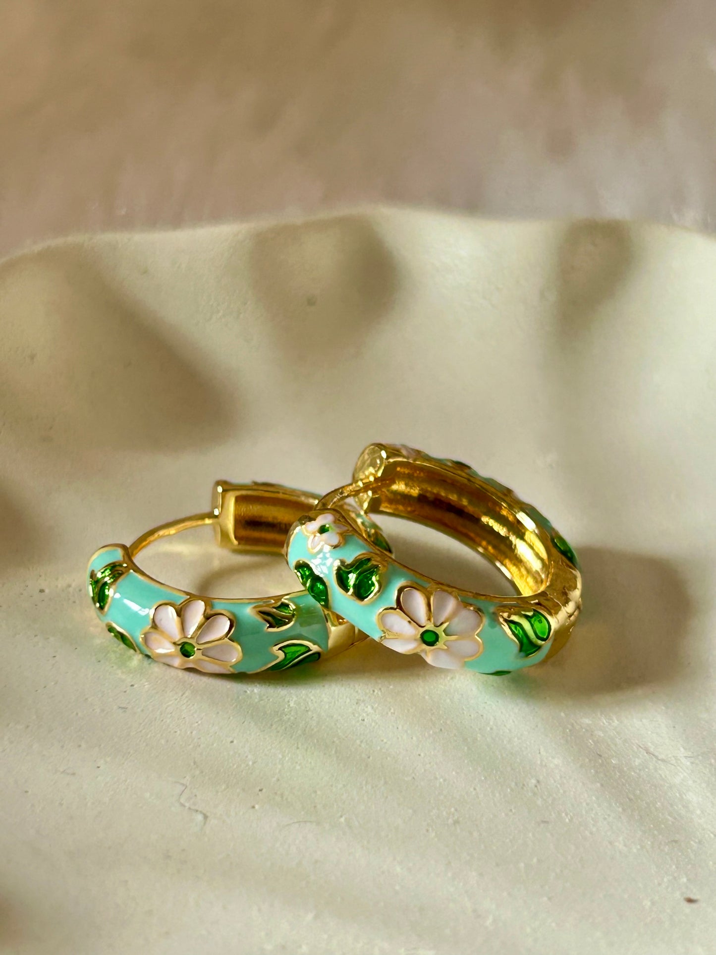 Blue Floral Hoops